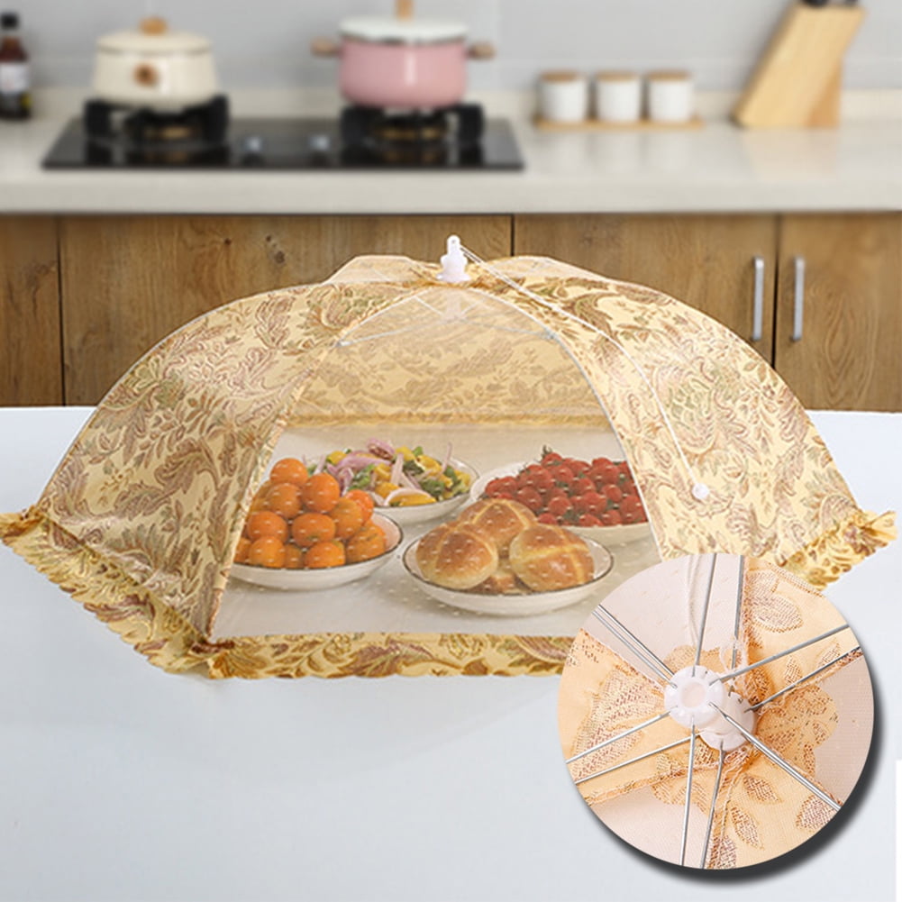 Bamboo & Mesh Food Cover Serving Food Tent Basket Umbrella Outdoor Reusable