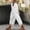 Pants-109White, variant on Gamivast Capri Linen Pants for Women Drawstring Lightweight Wide Leg Cropped Pants Elastic Waist Lace Trim Hem Trousers with Pockets Summer Vacation Casual Beach Wear