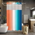 thumbnail image 3 of Gradient Orange Teal No Hook Shower Curtain with Snap in Liner Modern Abstract Minimalist Blue Ocean Beach Waterproof Bathroom Shower Curtain with See Through Top Window for Bathtub 36" x 72", 3 of 9
