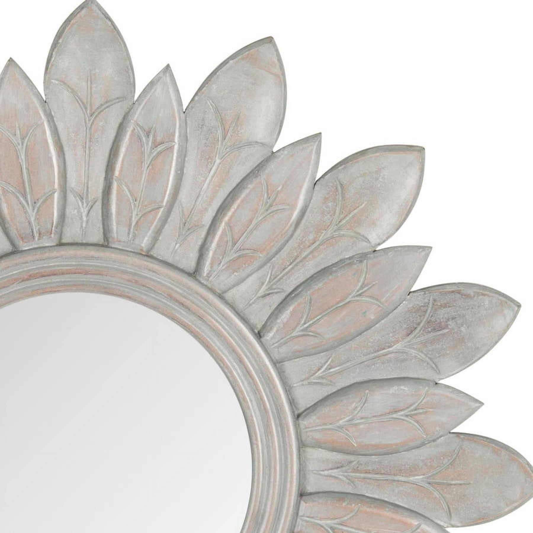 SAFAVIEH 12" Round Sun King Glam Floral Mirror, Grey
