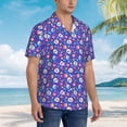 thumbnail image 3 of Bingfone Men's Short Sleeve Button Down Shirts Hawaiian colorful Skull flower leaf Printed Beach Shirt, 3 of 7