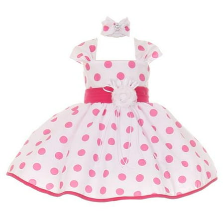 Shanil Inc Baby Girls Fuchsia White Polka Dot Headband Flower Girl