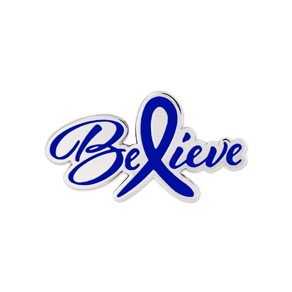 PinMart's Believe Blue Awareness Ribbon Enamel Lapel Pin - 50 Pack