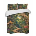 thumbnail image 2 of Forest Queen Size Down Alternative Comforter, Lightweight Comforter Quilt Bedding Set with Pillow Shams Vintage Cottage Mushroom Tree Floral Green All Seasons Bed Comforter Duvet Insert 90"x96", 2 of 7