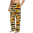 thumbnail image 3 of Mens Pajama Pants - Soft Sleep & Lounge Pants for Men, sunflowers striped black white Cuteness Casual PJ Bottoms Pants with Pockets, 3 of 5