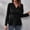 Black, variant on WNEGSTG Long Sleeve Shirts for Women Autumn Solid V Neck Waistband Slim Fit Bubble Sleeve Top Black