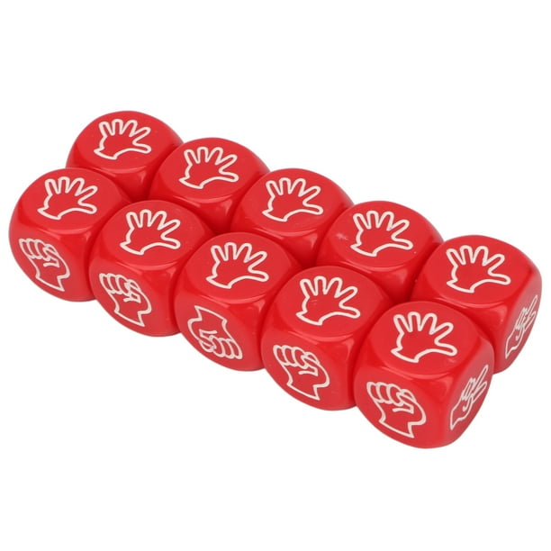 Juego de dados de 6 caras de plástico educativo de colores brillantes para fiesta rojo 10 Uds juego de adivinanzas con dedos