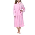 thumbnail image 1 of Womens Robes Plush Fleece Hooded Bathrobe Thick Nightgown with Pockets Sleepwear Robe Pink M, 1 of 8