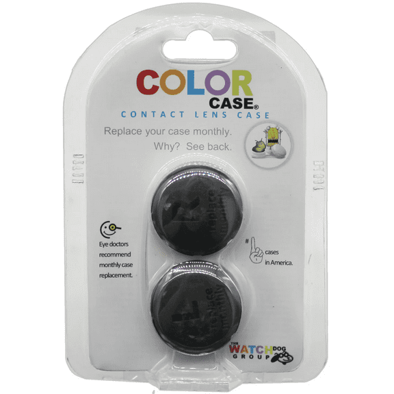 Screw Contact Lens Case, Clearly Marked for Right, Left Lenses, Monthly Replacement, Durable, Portable, Storage Solution for Hard, Soft Lenses, Travel Friendly, Black