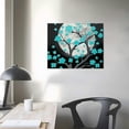 thumbnail image 3 of Framed Tree Black and Teal Flower Canvas Wall Art Vertical Gallery Wrapped Floral Landscape Pictures Living Room Home Decoration Office Each Size, 3 of 4