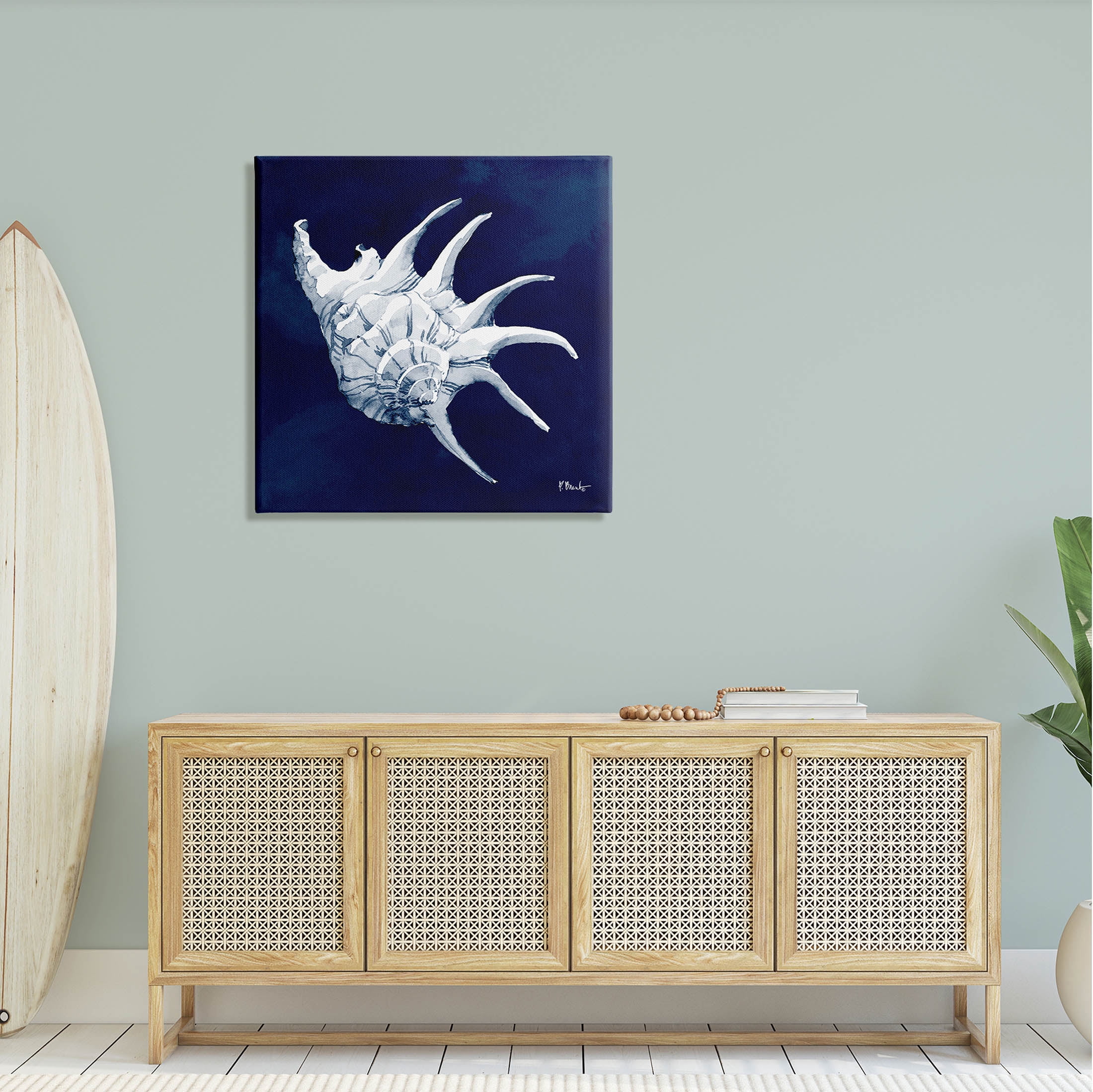 Stupell Industries Cyanotype Shells Traditional Conch Graphic Art Gallery Wrapped Canvas Print Wall Art, Design by Paul Brent