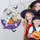 thumbnail image 2 of Halloween Wall Decor with Burlap Lanyard and Bow for Front Door, Wooden Sign, Indoor Outdoor Holiday Decor, 2 of 5