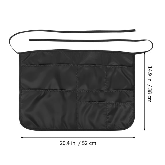 LOLIPPYY Black Polyester Waist Apron with Multiple Pockets, Perfect for Cleaning, Pet Grooming, and Household Tasks