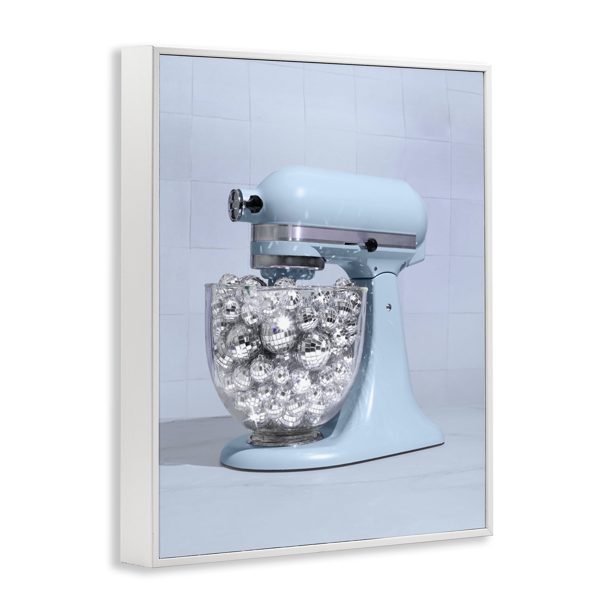 Stupell Industries Disco Kitchen Mixer over Blue White Framed Giclee Art, design by LISH Creative