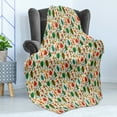 thumbnail image 4 of Tree Soft Flannel Fleece Throw Blanket, Nursery Concept Joyous Forest Animals and Plants Apples Mushrooms Trees and Rabbits, Cozy Plush for Indoor and Outdoor Use, 60" x 80", Multicolor, by Ambesonne, 4 of 5