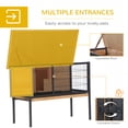 thumbnail image 4 of Natural Wood Rabbit Hutch, Elevated Bunny Cage for Indoor/Outdoor, Metal Frame, Openable Roof & No Leak Tray, 4 of 10