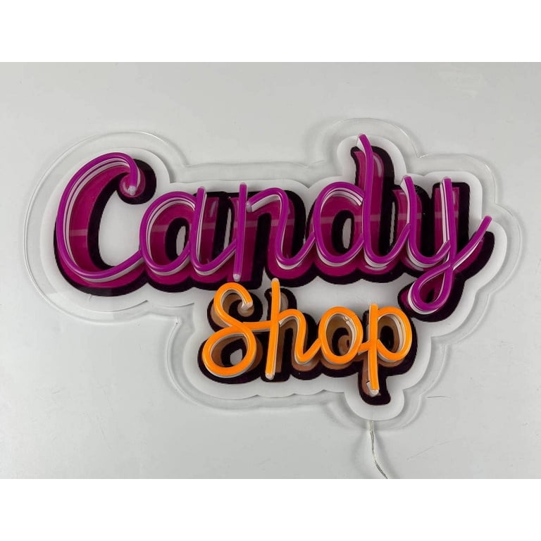 Glowneon Candy Shop Neon Print Sign, Sweet Candy Shop Wall Decor