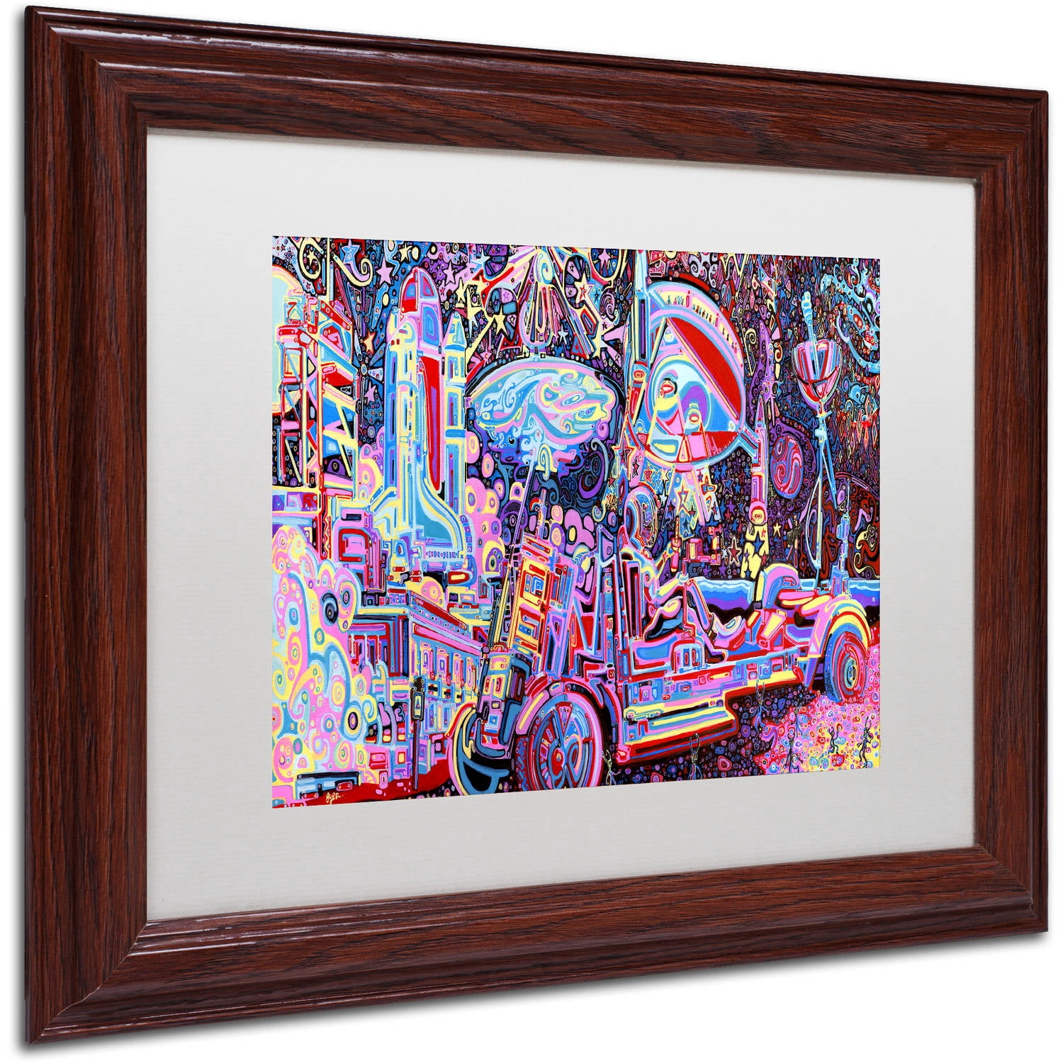 Trademark Fine Art "Moon Buggy" Canvas Art by Josh Byer, White Matte, Wood Frame