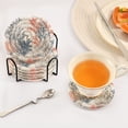 thumbnail image 3 of Yayeee 6 PCS Drink Coasters with Holder Set Woven Absorbent Round Tabletop Hot Pad, White Sea Plants, 3 of 7