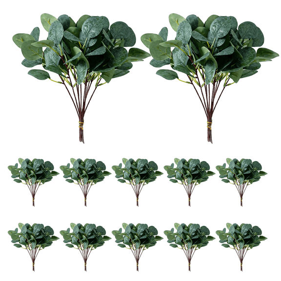 120 Pcs Artificial Eucalyptus Stems, Silver Dollar Branches Greenery, Fake Eucalyptus Flower Bouquets for Wedding Centerpiece, DIY Bouquets, Home Decor