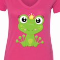 thumbnail image 4 of Inktastic Cute Frog, Green Frog, Frog Princess, Crown Women's V-Neck T-Shirt, 4 of 5