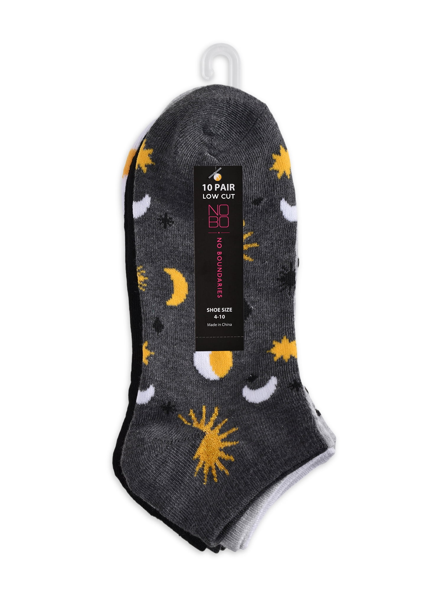 No Boundaries Women's Low-Cut Socks, 10-Pack, Sizes 4-10