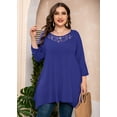 thumbnail image 3 of SHOWMALL Plus Size Shirt for Women 3/4 Sleeve Royal Blue 3X Blouse Swing Tunic Top Lace Crewneck Maternity Loose Fitting Clothes&nbsp;, 3 of 7