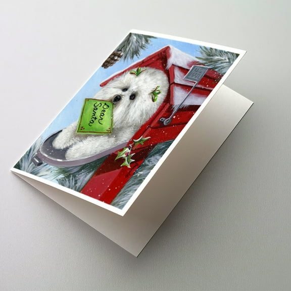 Bichon Frise Santa's List Christmas Greeting Cards and Envelopes Pack of 8