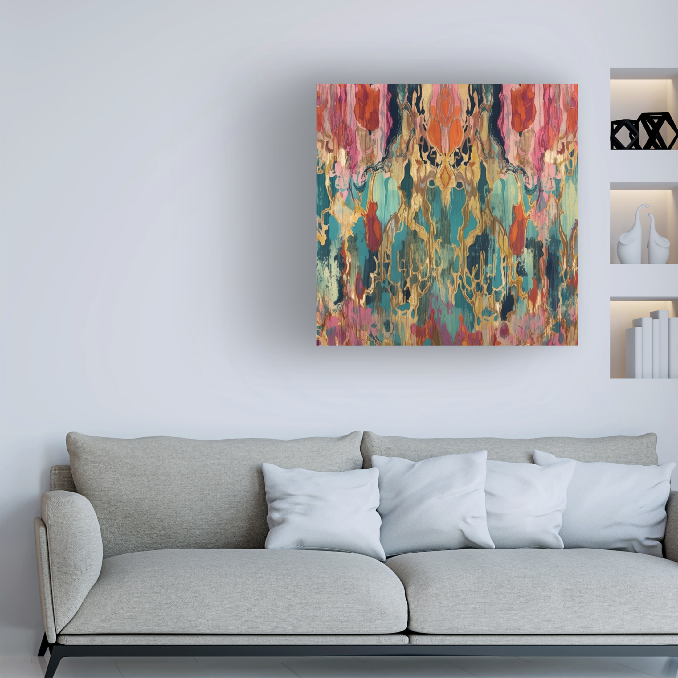 Canvas Wall Art - Sasha 'Enticements I' Wall Art for Living Room, Bedroom, or Office Décor by Trademark Fine Art - 14 x 14 Inches