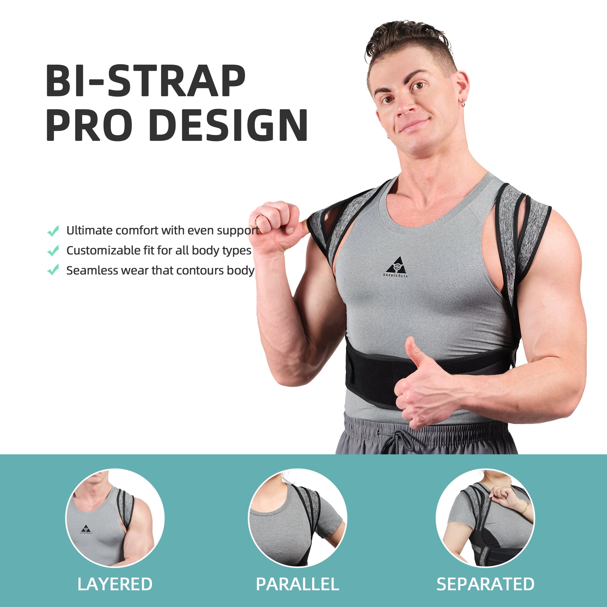 GKTG Posture Corrector for Women Men, BI-Straps Back Straightener Back Brace Posture Corrector