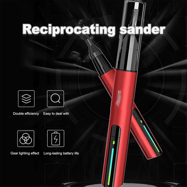 Reciprocating Electric Sander, 3-Speed Adjustable Detail Sanding Pen, 8 Sanding Heads and Self-Adhesive Sandpaper