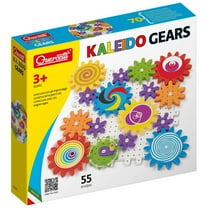 Quercetti: Kaleido Gears - 55pc Interactive Building Playset, 3 Sized Colorful Gear Plates, Chain Reactions Construction Toy, STEM Activity, Kids 3 