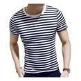 thumbnail image 1 of Tops Casuales A Rayas Elegantes De Manga Corta Para Hombre, 1 of 4