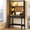 Black, variant on VKCC Small Desk with LED Reading Light, Compact Writing Desk with Charging Station, Computer Desk with Glass Doors Hutch for Study Room Small Place Office, White