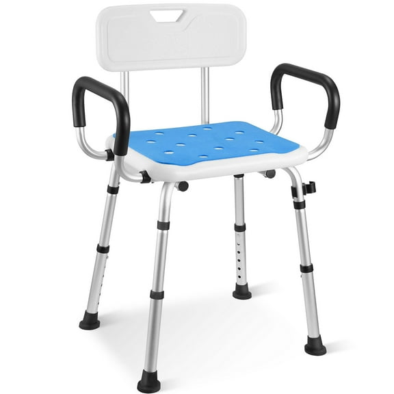 Naipo Bath Chair with Arms, Medical Shower Seat, Bariatric Bath Stool Safety Shower Bench with Reinforced Crossing Bar for Elderly, Adults, Disabled