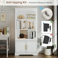 thumbnail image 4 of VKCC 69.7" Farmhouse LED Display Cabinet with Glass Door, Adjustable Shelf Curio Bookcase with for Living Room, White, 4 of 12