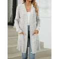 thumbnail image 5 of Aricy Ribbed Knit Cardigan Sweaters for Women Long Dusters Cozy Soft Knitwear Lightweight Open Front Sweater Solid Color Coat Warm Long Sleeve Shrug Cardigans with Pockets, 5 of 5