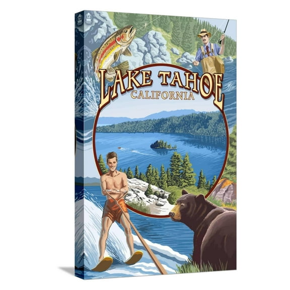 Art.com Lake Tahoe, CA Summer Views Stretched Canvas Print Wall Art by Lantern Press, 12" x 18"