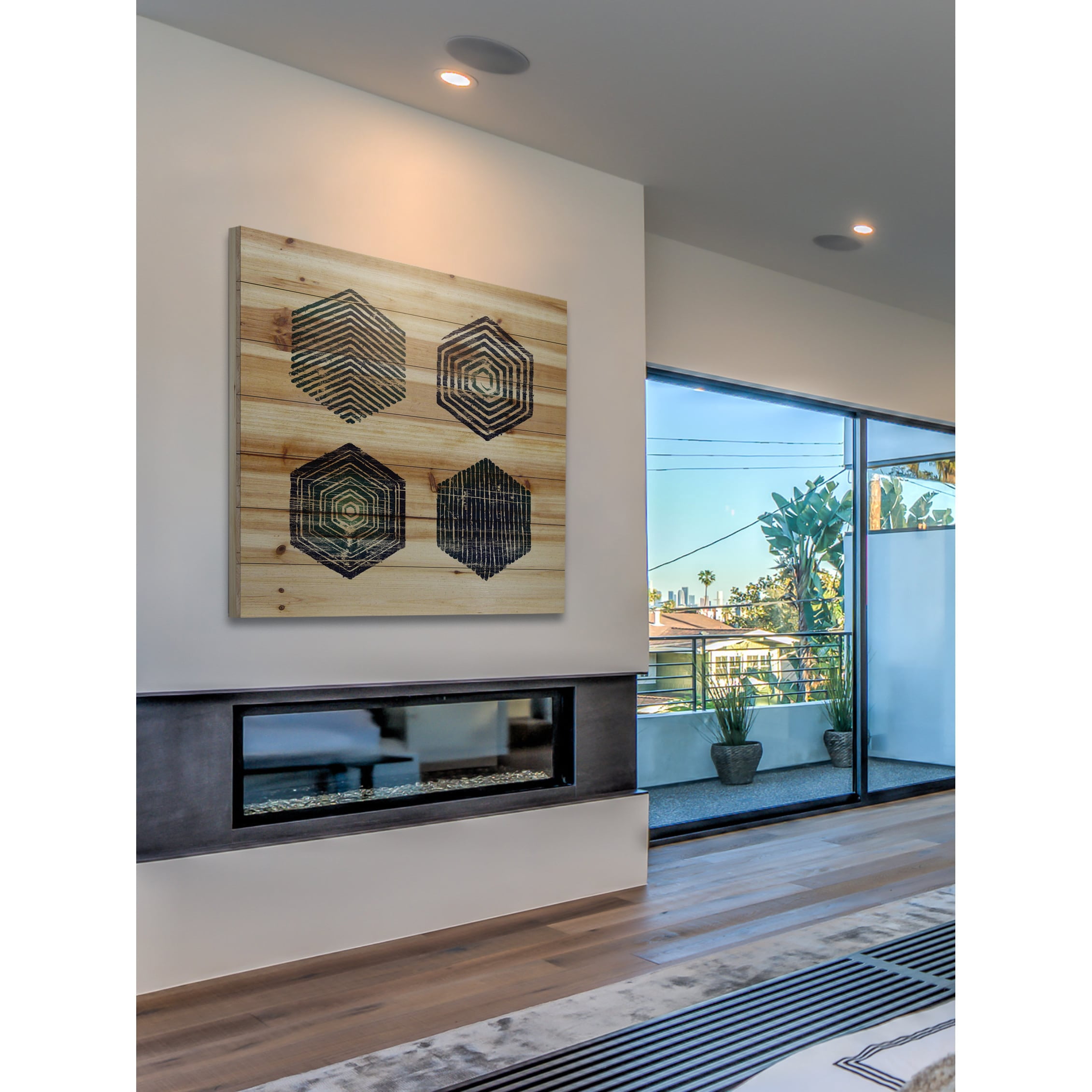Marmont Hill - "He x agonal Quad" Painting Art Print On Natural Pine Wood, 40.0" x 1.5"