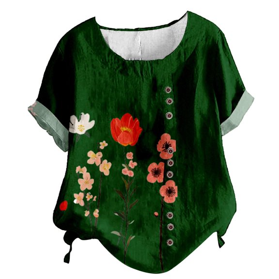 Bovemsi Casual Short Sleeve T Shirt for Women Crewneck Oversized Tops Lightweight Soft, Green Women's Summer Short Sleeve T-Shirts, S