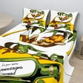thumbnail image 2 of Ambesonne Beach Fitted & Top Sheet Set with Shams, Message in Bottle Summer, White Green Yellow, 2 of 8