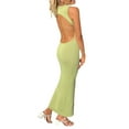 thumbnail image 3 of KOMOO Women Knit Tank Dress Sleeveless Backless Split Cocktail Dresses Bodycon Party Long Dress, 3 of 9