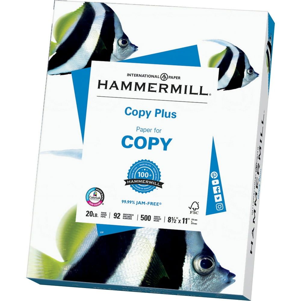 Hammermill Copy Plus 8.5x11 Laser Copy & Multipurpose Paper, White, 500
