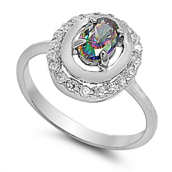 CHOOSE YOUR COLOR Multi-color CZ Modern Deco Elegant Ring .925 Sterling Silver Band Black Female Size 10