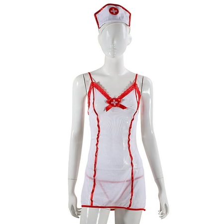 Yosoo Women's Sexy Temptation Backless Nurse Uniform Cosplay Costume Lingerie Dress Set,Intimate, hot dress
