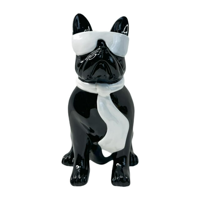 Estatua de perro con gafas, adorno de mesa, adorno decorativo, recuerdo. Negro