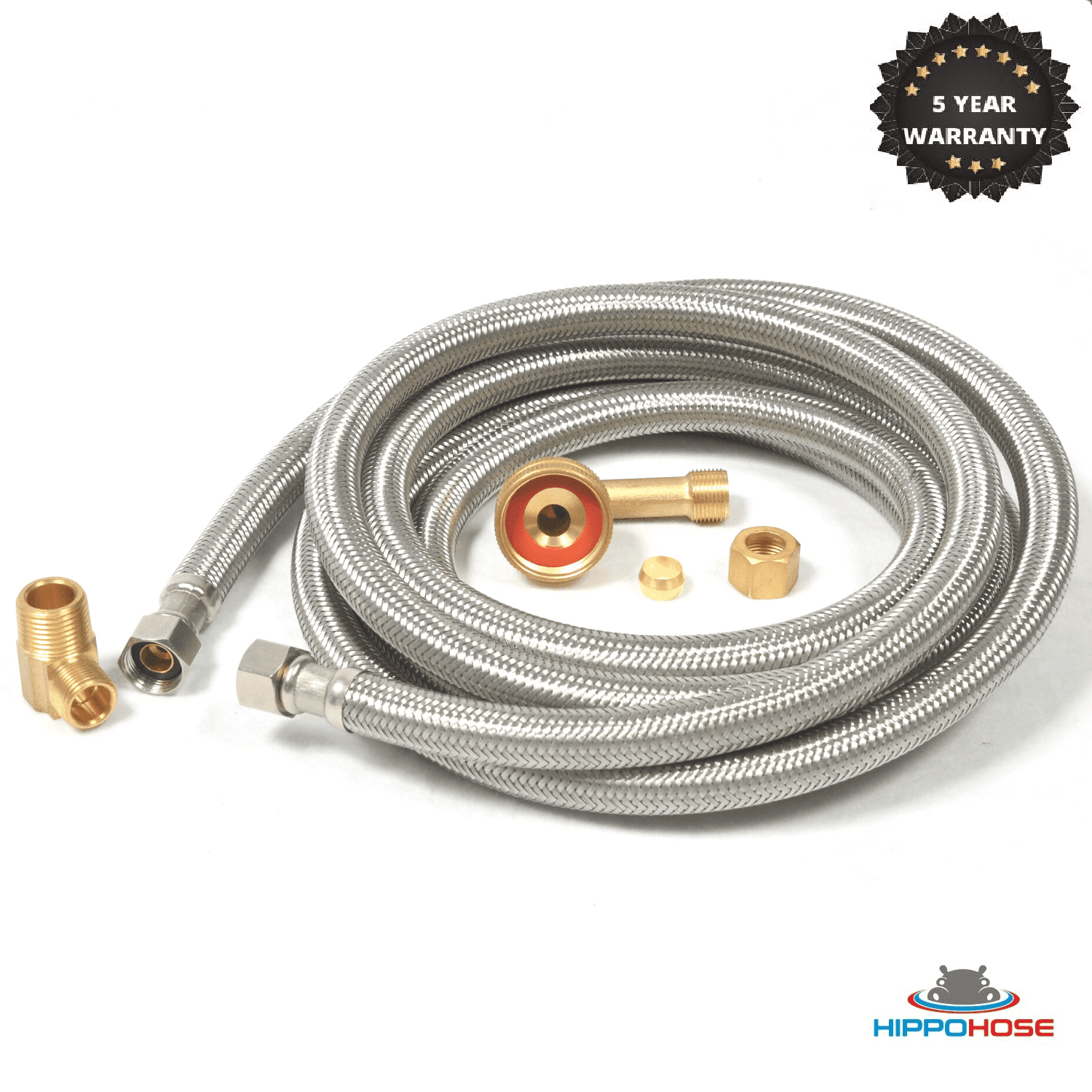 Dishwasher Hose Supply Line 10 FT Stainless Steel Braided with 90