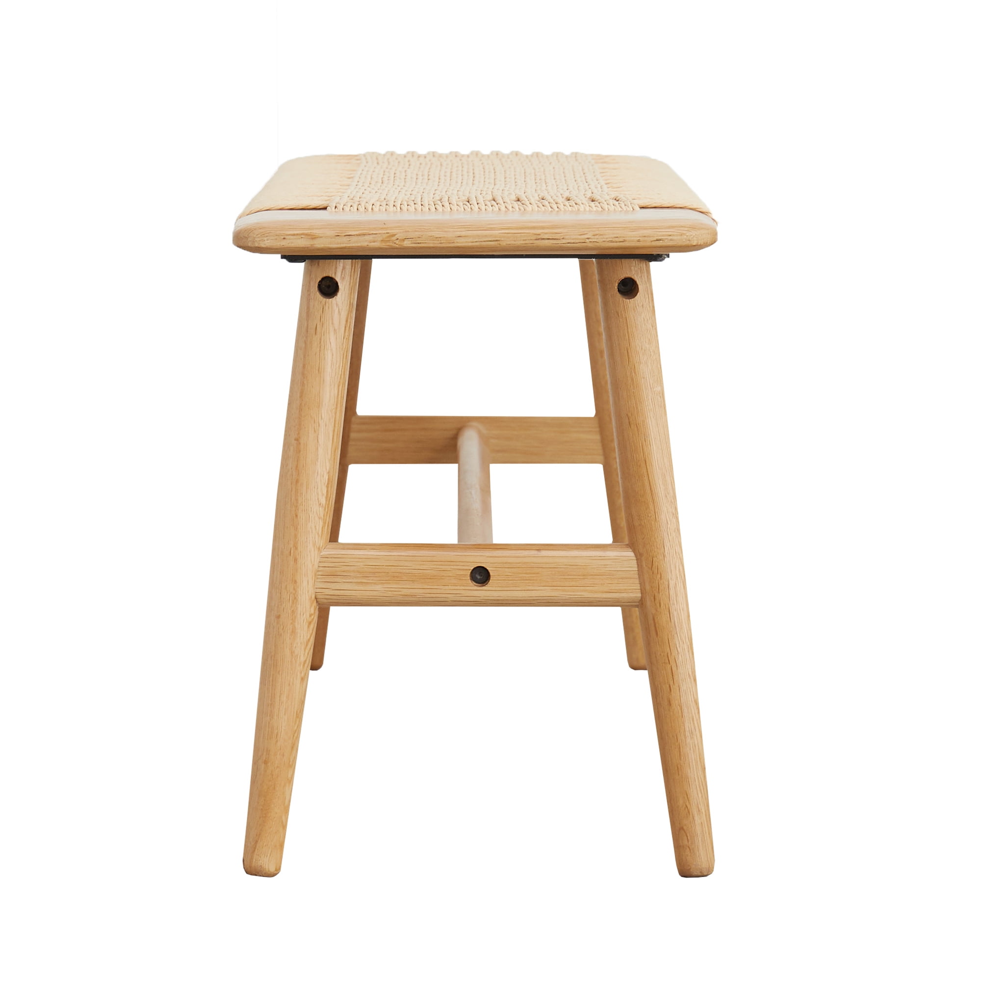 MAYEERTY Design Natural Oak Wood Dining Bench – Handwoven Cane Seat for Dining Room, Bedroom, or Bathroom (Oak)