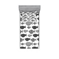 thumbnail image 2 of Ambesonne Fish Fitted Sheet & Pillow Sham Set, Sea Animals Black White, Full, Black White, 2 of 3