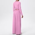 thumbnail image 5 of Hxshgdsn 2 Piece Womens Matching Yoga Set Long Sleeve Side Tie Top Wide Leg Drawstring Pants Sets with Pockets（Pink/M）, 5 of 5